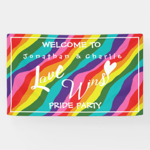 Personalized Rainbow Love Wins Party Banner