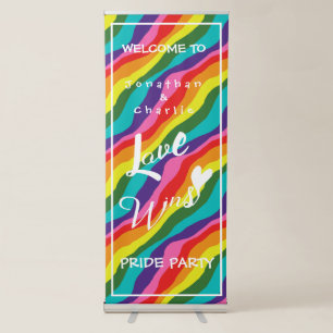 Personalized Rainbow Love Wins Party Retractable Banner