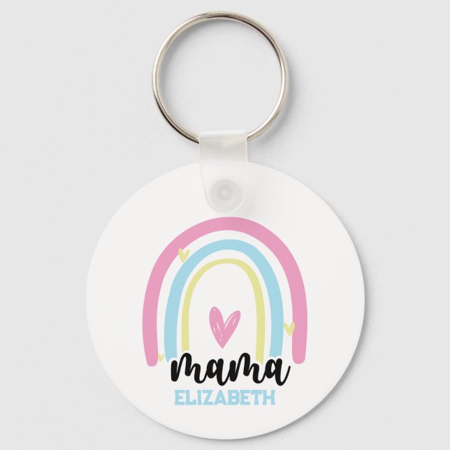 Personalized Rainbow Mama - Mother's Day Keychain (Front)