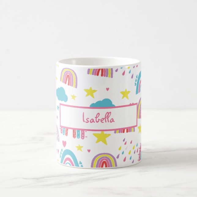 Personalized Rainbow Mug for Girls with Name (Center)