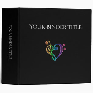 Personalized Rainbow Music Clef Heart Binder