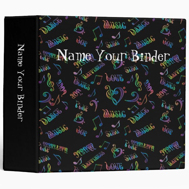 Personalized Rainbow Music Collage Binder (Front/Spine)