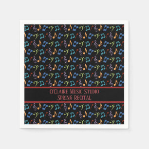 Personalized Rainbow Music Notes (Black) Napkins