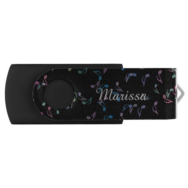 Personalized Rainbow Music Notes USB Flash Drive (Front)