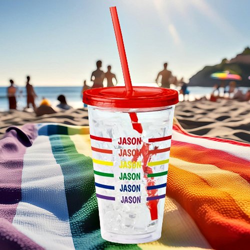 Personalized rainbow name  acrylic tumbler