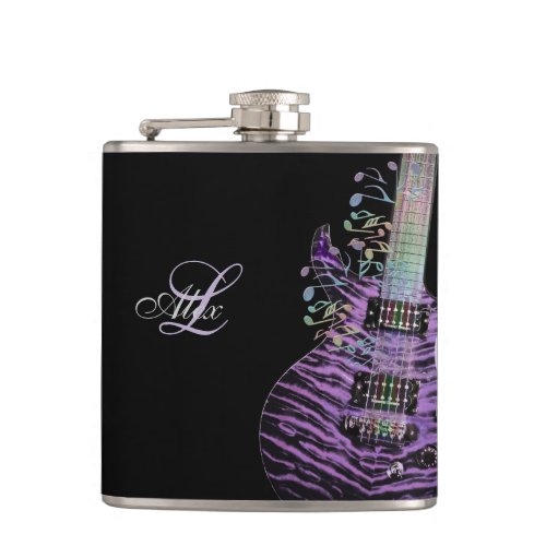 Personalized Rainbow Notes Electric Guitar Flask