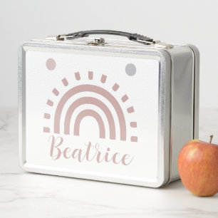 Personalized Rainbow on Whita Metal Lunchbox
