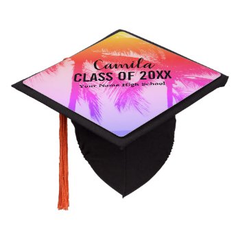Personalized Rainbow Palm Tree Photo Class Of 2020 Graduation Cap Topper by photoedit at Zazzle