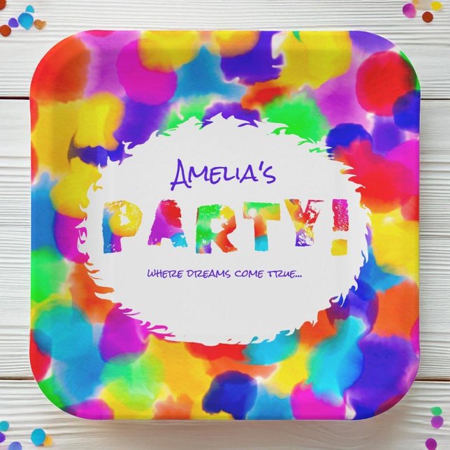 Personalized Rainbow Party  Paper Plates (Creator Uploaded)