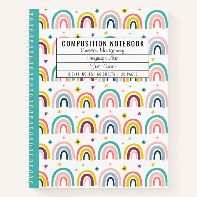 Personalized Rainbow Pattern Composition Notebook (Front)