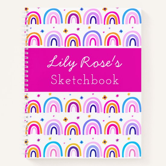 Personalized Rainbow Pattern Sketchbook Notebook