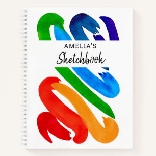 Personalized Rainbow Pattern Sketchbook Notebook