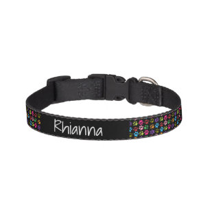 Personalized Rainbow Paw Prints Name Colorful Pet Collar