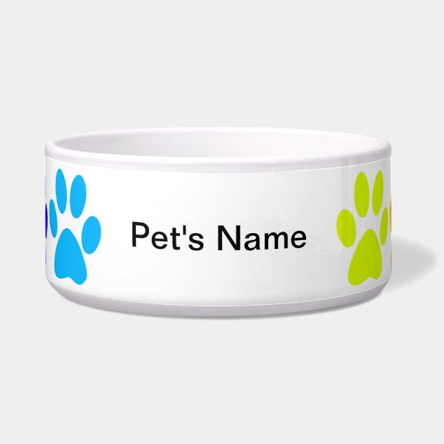 Personalized Rainbow Paws Bowl (Front)