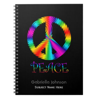 Personalized: Rainbow Peace Sign Notebook