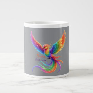 Personalized Rainbow Phoenix Name Birthdate Gift Giant Coffee Mug