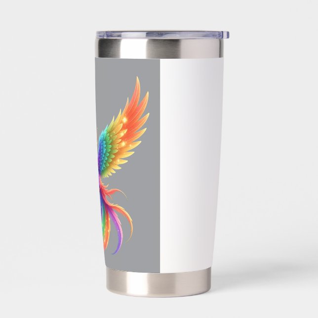 Personalized Rainbow Phoenix Name Birthdate Gift Insulated Tumbler (Left)