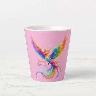 Personalized Rainbow Phoenix Name Birthdate Gift Latte Mug
