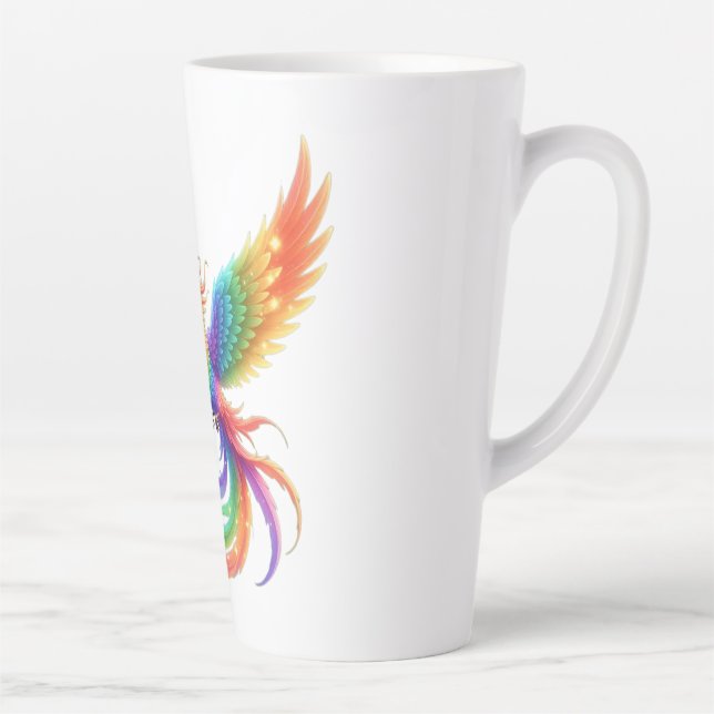 Personalized Rainbow Phoenix Name Birthdate Gift Latte Mug (Right)