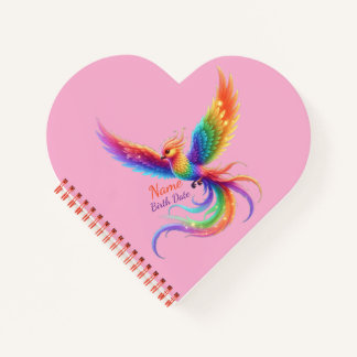 Personalized Rainbow Phoenix Name Birthdate Gift Notebook