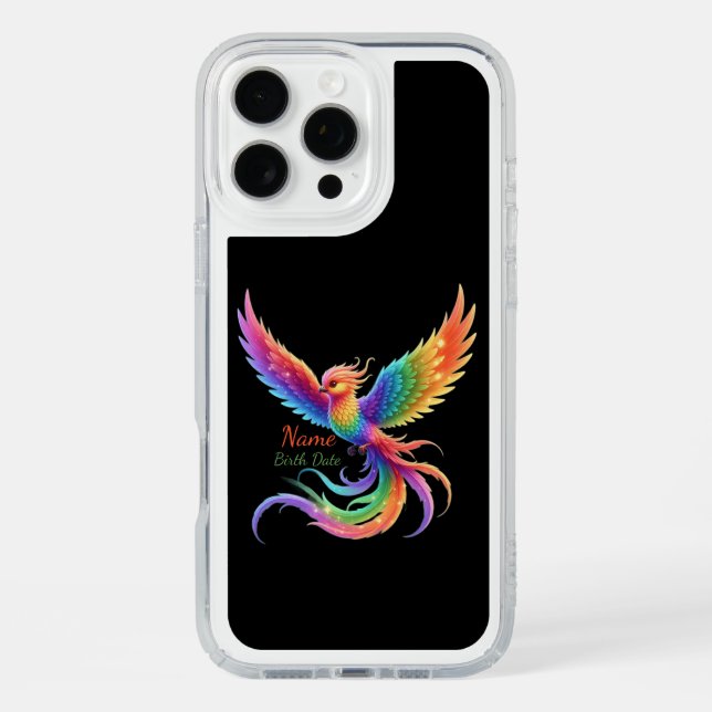 Personalized Rainbow Phoenix Name Birthdate Gift Speck iPhone Case (Front)