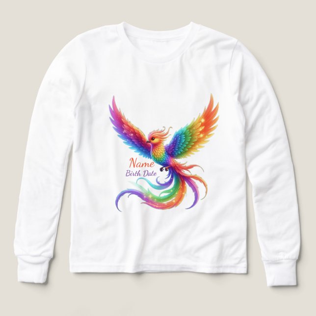 Personalized Rainbow Phoenix Name Birthdate Gift Tri-Blend Shirts (Design Front)