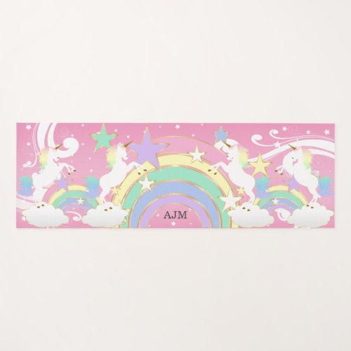 Personalized Rainbow Pink Unicorn Yoga Mat