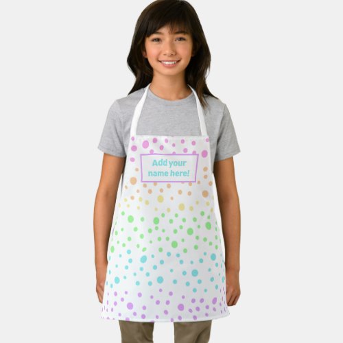 Personalized Rainbow Polka Dot Kids Apron