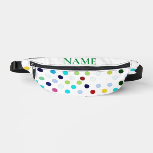 Personalized rainbow polka dot White Fanny Pack