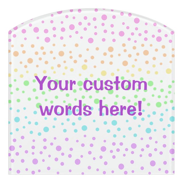Personalized Rainbow Polka Dots Room or Door Sign (Contour Front)
