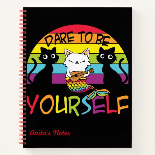 Personalized Rainbow Pride Cat Notebook