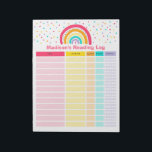 Personalized Rainbow Reading Log Homeschool Log Notepad<br><div class="desc">Personalized Rainbow Reading Log Homeschool Log Notepad</div>