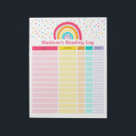 Personalized Rainbow Reading Log Homeschool Log Notepad<br><div class="desc">Personalized Rainbow Reading Log Homeschool Log Notepad</div>