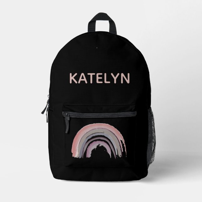 Personalized Rainbow School Backpack with Name (Front)