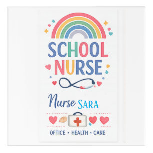 Personalized Rainbow School Nurse Office Door Sign Acrylic Print