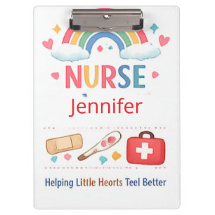 Personalized Rainbow School Nurse Office Sign, Cut Clipboard