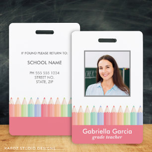 Personalized Rainbow School Teacher ID badge
