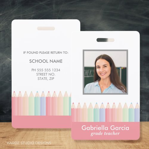 Personalized Rainbow School Teacher ID badge