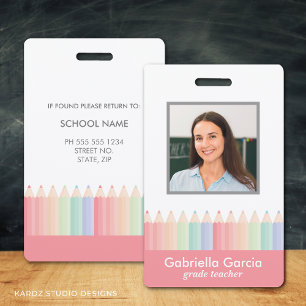 Personalized Rainbow School Teacher ID badge