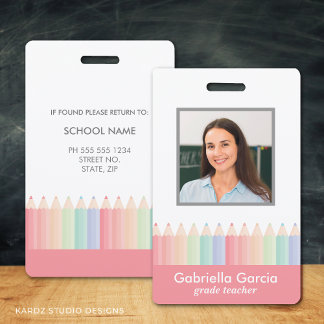 Personalized Rainbow School Teacher ID badge