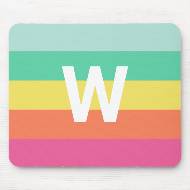 Personalized Rainbow Sherbet Color Block Stripe Mouse Pad (Front)