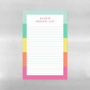 Personalized Rainbow Sherbet Grocery Shopping List Magnetic Dry Erase Sheet