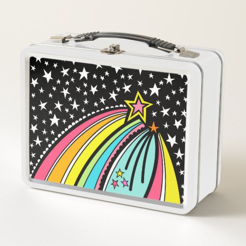 Personalized Rainbow Shooting Star Space Metal Lunch Box