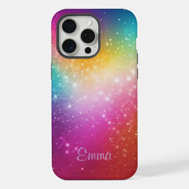 Personalized Rainbow Sparkle Iphone Case (Back)