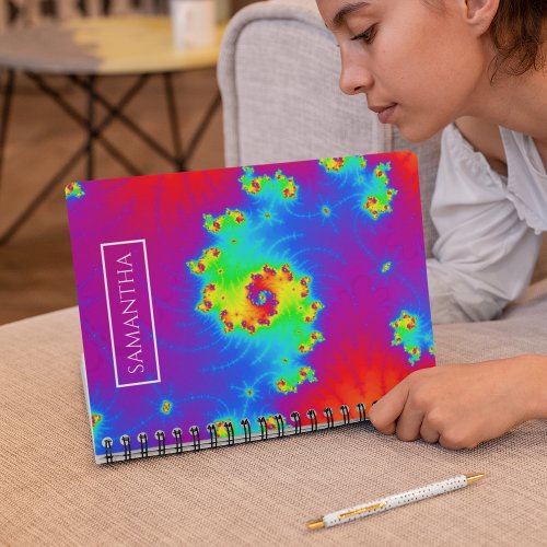 Personalized Rainbow Spiral Fractal Notebook