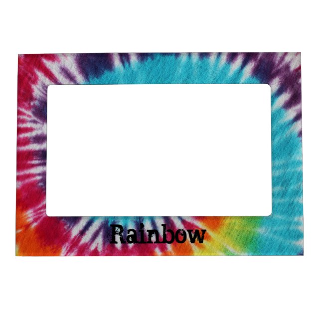 Personalized Rainbow Spiral Tie Dye Magnetic Photo Frame (Front)