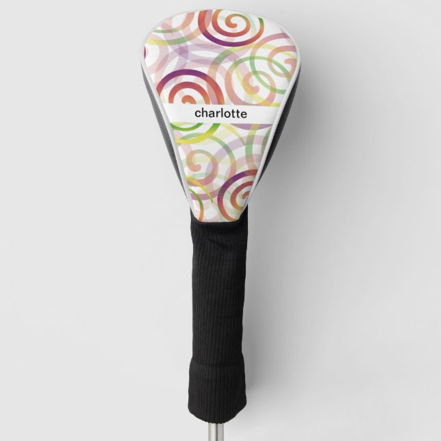 Personalized Rainbow Spirales Pattern Golf Head Cover (Front)