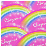 Personalized rainbow stars pink repeat pattern fabric