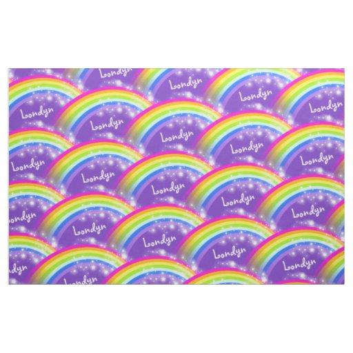 Personalized rainbow stars purple repeat pattern fabric