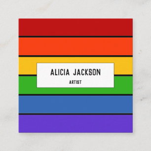 Personalized Rainbow Stripe Square Business Card